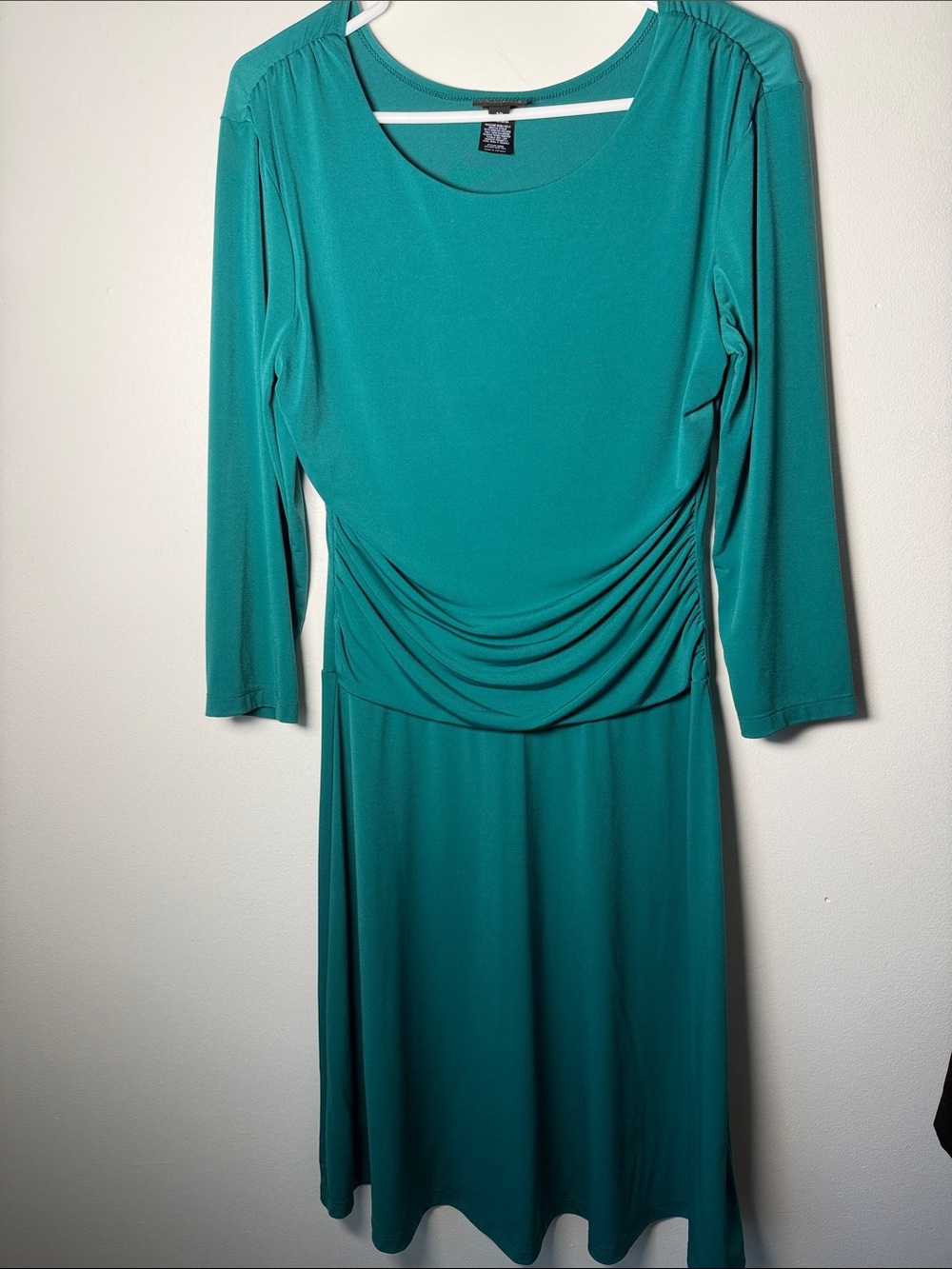 Enfocus Studio Teal Long-Sleeve Draped Waist Dress Size 10